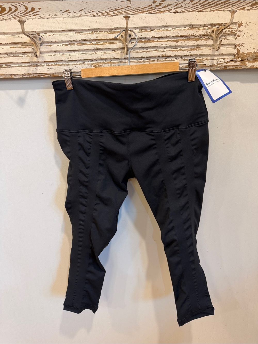 Sweetflexx NWT Resistance Band Leggings Black High Waist BLK Size 14